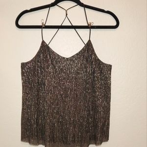 Express Black and Gold Shimmer Top